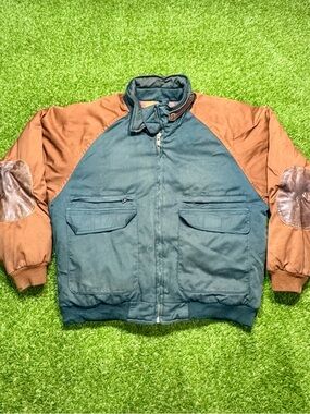 Vintage Ash Creek Trading Flannel Lined Work Chore Jacket Men’s L Green Brown